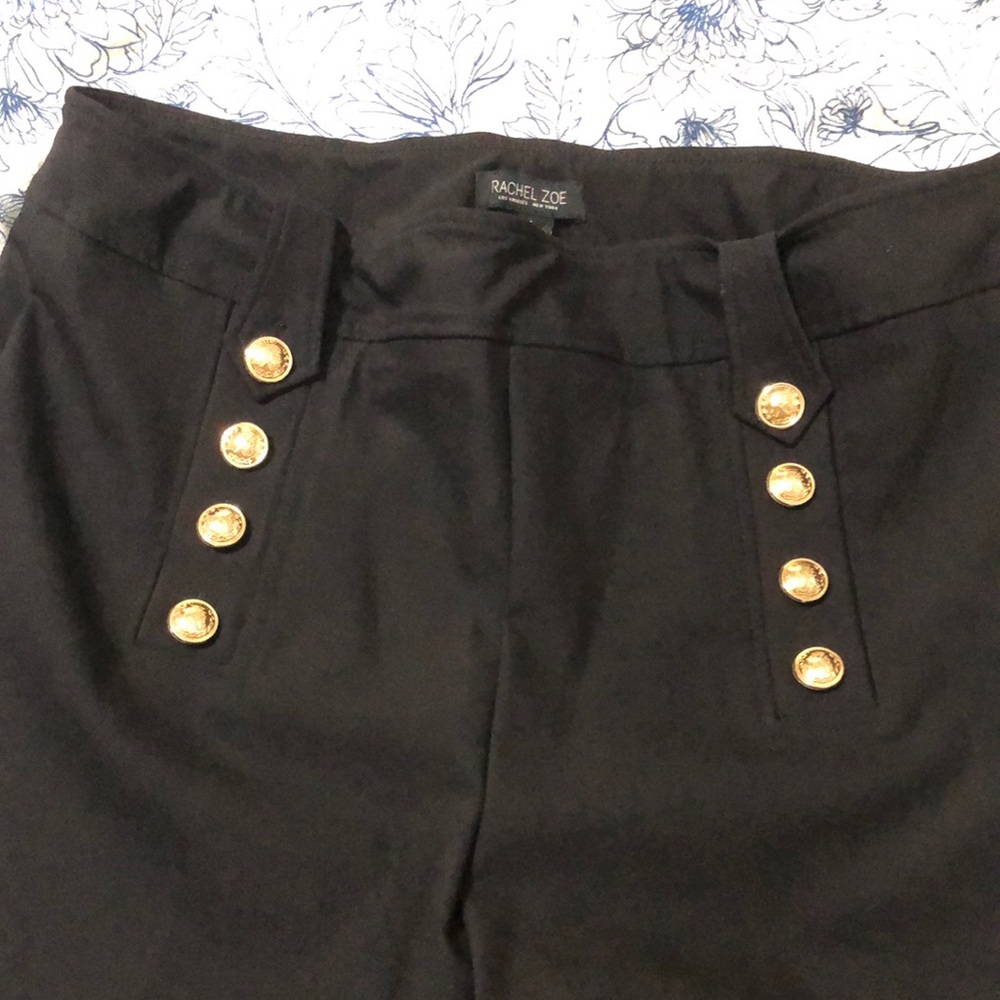 Straight leg pants with gold buttons